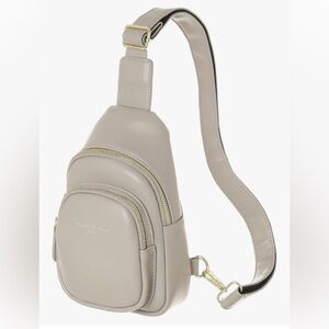 NWT INICAT Beige Crossbody Bag Vegan Leather Cell Phone Purse